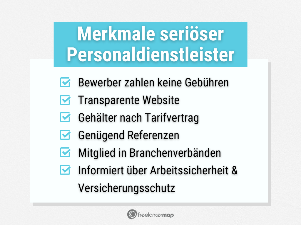 Checkliste: Merkmale seriöser Personaldienstleister 