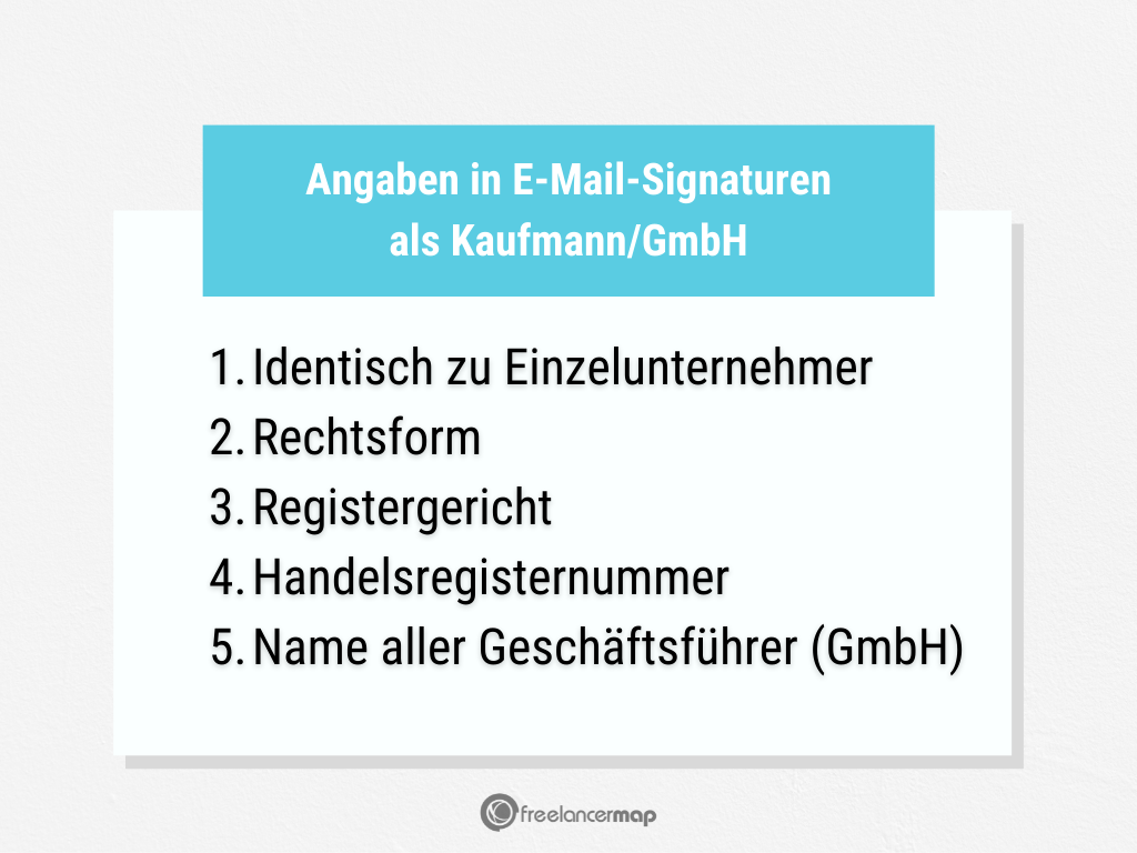 Welche Angaben sind in einer E-Mail-Signatur wichtig für einen Kaufmann oder eine eingetragene GmbH?
