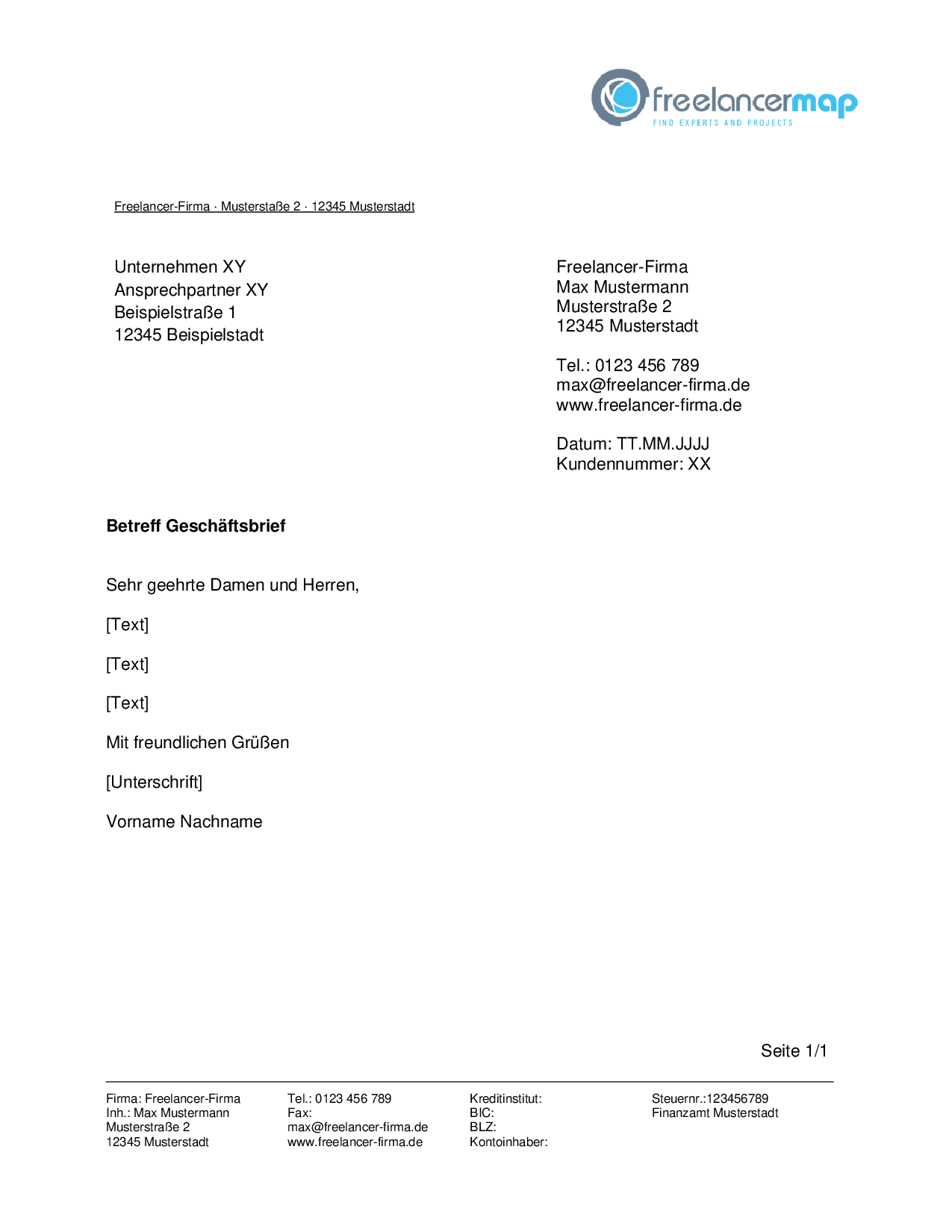 Geschäftsbrief für Freelancer | Tipps und Vorlage