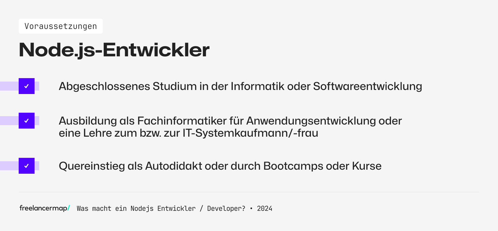 Voraussetzungen, die für den Nodejs Entwickler / Developer gelten