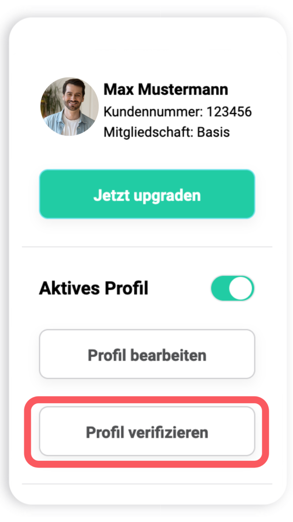 Die Profil-Verifizierung für Freelancer kann direkt über das Dashboard beantragt werden.