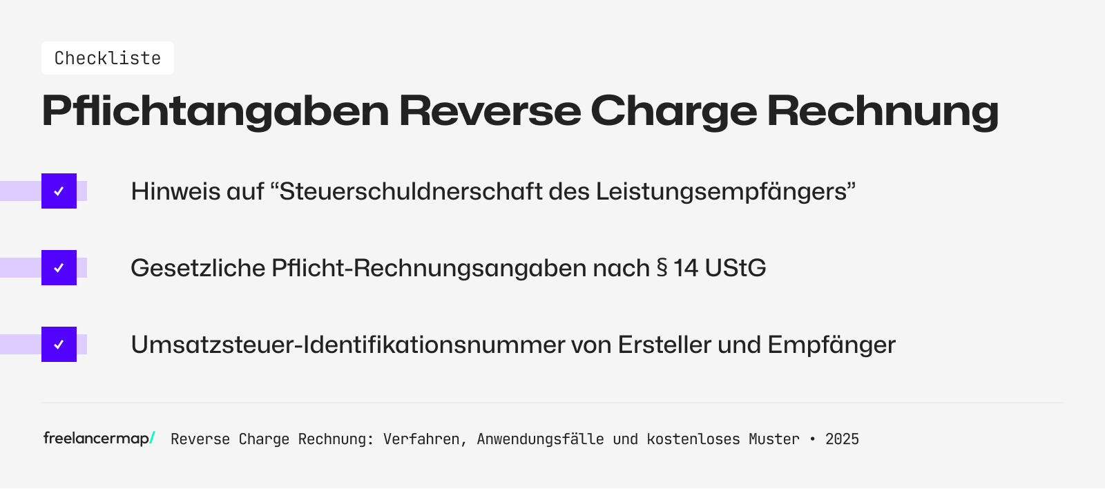 Pflichtangaben einer Rechnung im Reverse Charge Verfahren