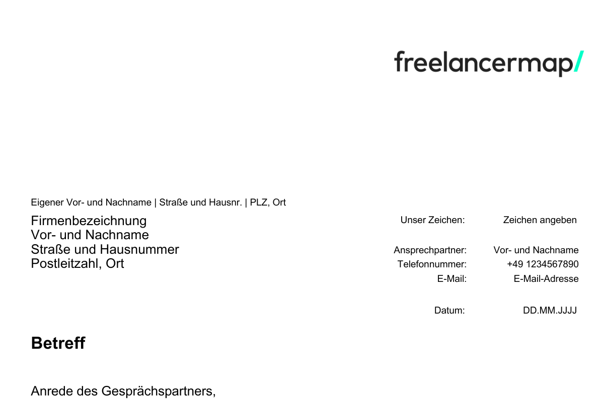 Geschäftsbrief Vorlage Word und PDF